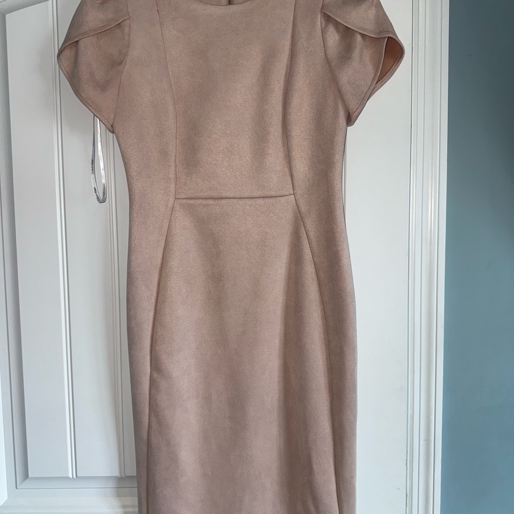 Calvin Klein Blush Suede Sheath Dress – Size 4